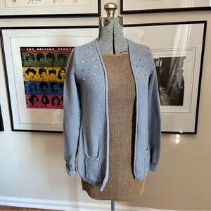 Gray Knitted Stud Cardigan